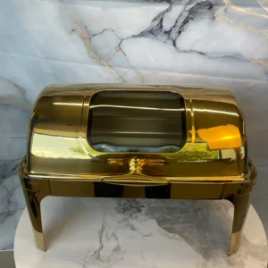 Rolling Top Line - Rectangle Chafing Dish - Gold - 9L